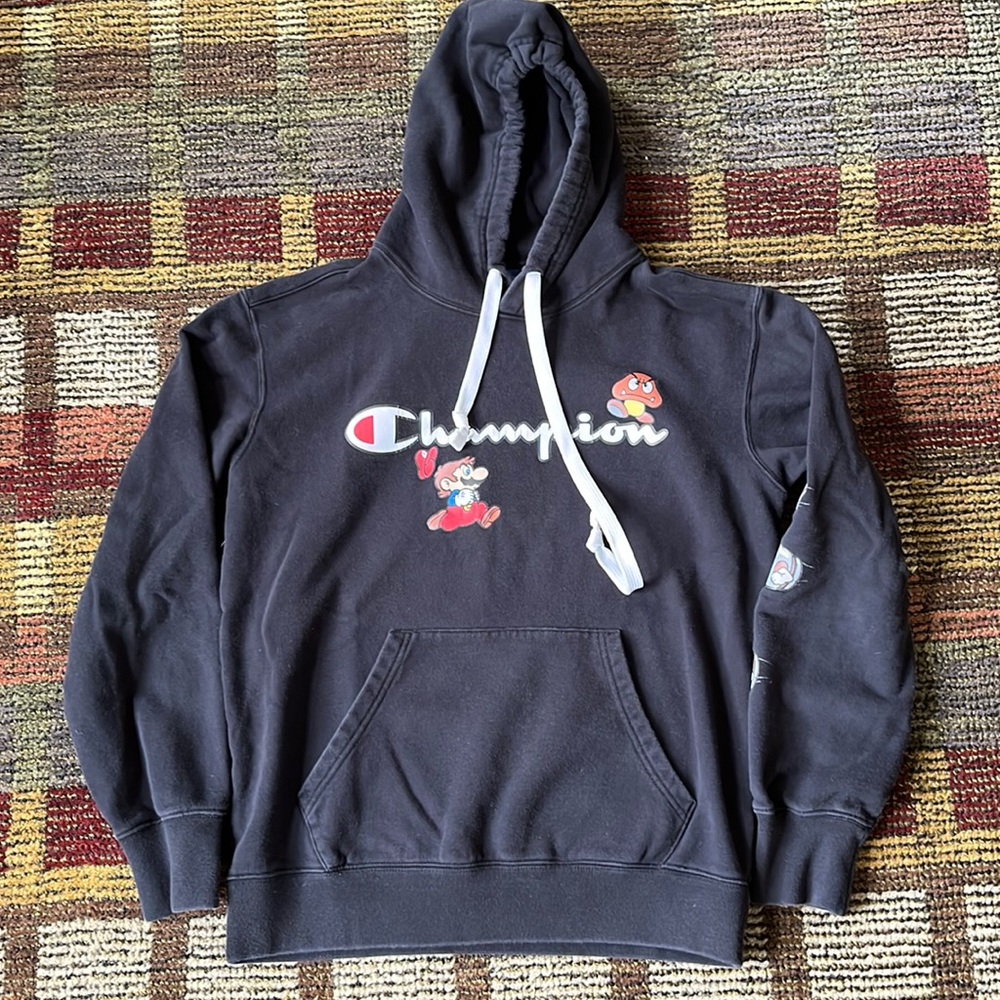 Champion Mario gently worn hoodie size S cotton poly blend.